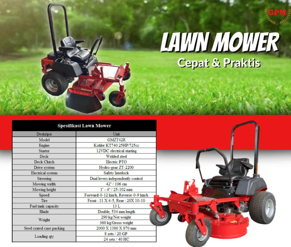 Lawn Mower - Alat Pemotong Rumput di Kebun Sawit 25 HP Kohler | Galaxy Partani Mas